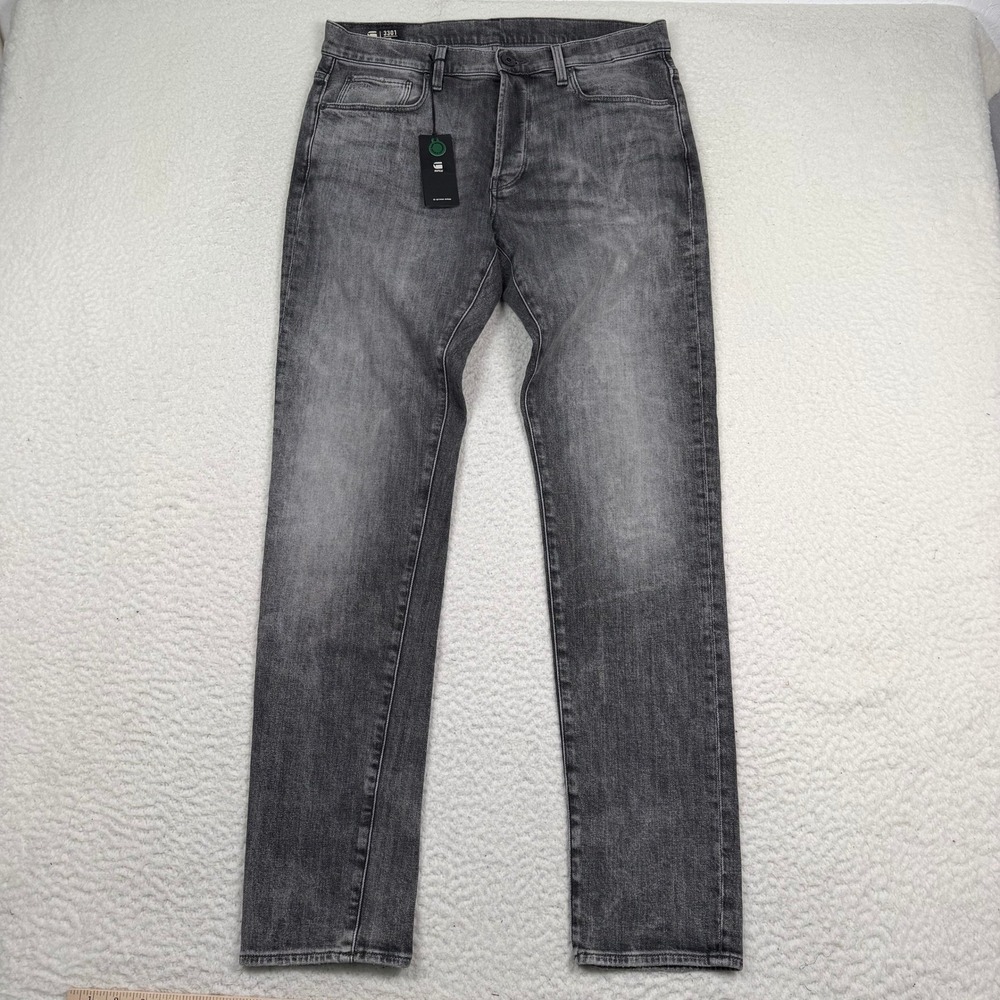 NWT G-Star RAW 3301 Slim Jeans Mens 32x34 Faded Carbon Denim Modern Faded